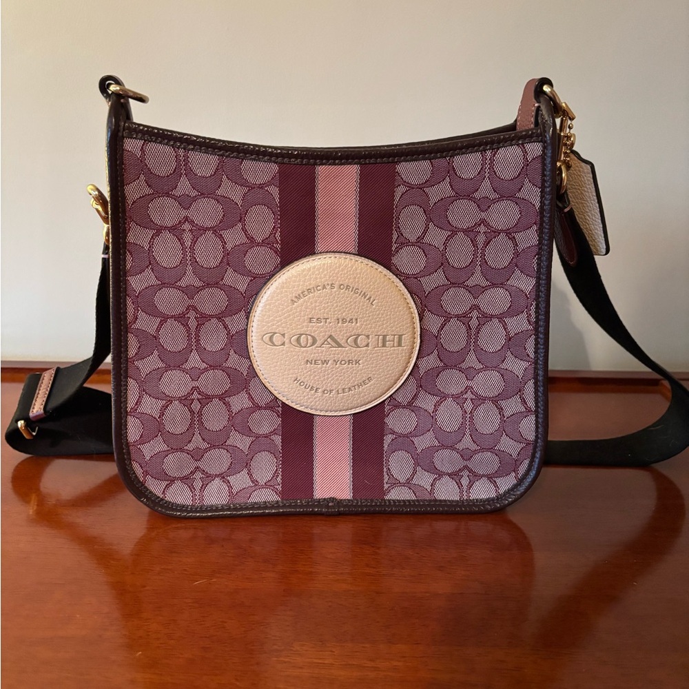 Coach Dempsey File Bag In Signature Jacquard Witn Stripe And Coach Patch